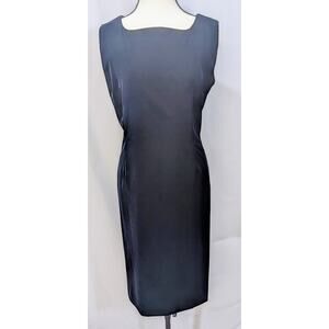 Vintage Jaeger Hong Kong Navy Sleeveless Sheath Dress Lined Back Zip Classic M L